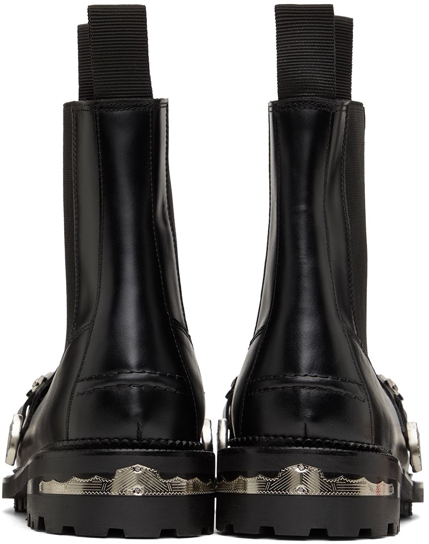 Toga Virilis Polished Leather Moc Chelsea Boots in Black   Stylemi