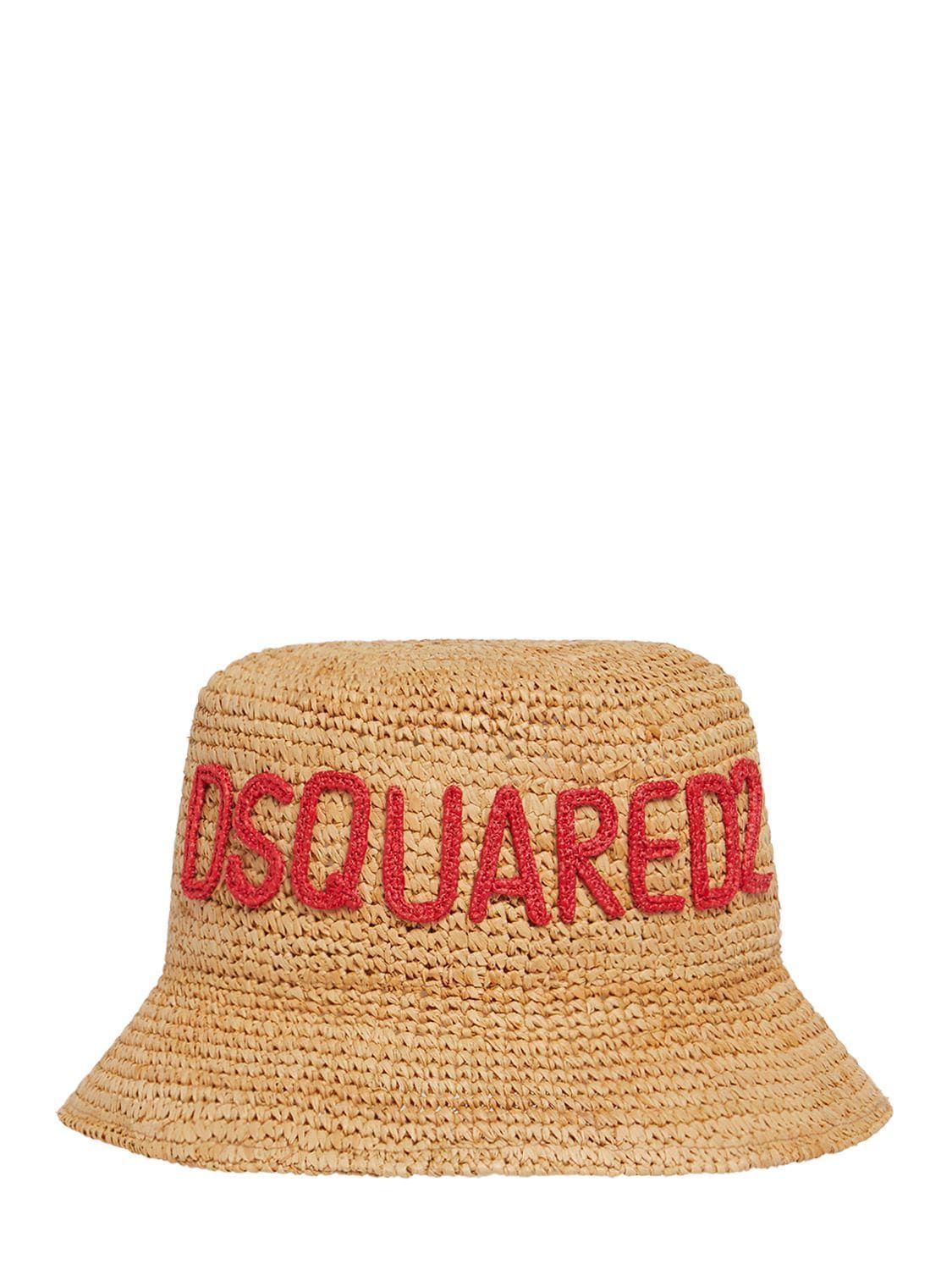 Dsquared2 Logo Raffia Bucket Hat | Stylemi
