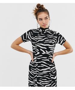 collusion zebra shirred midi dress