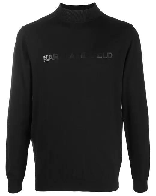 Karl Lagerfeld Mock-Neck Logo Sweater Da Men Di Colore Nero