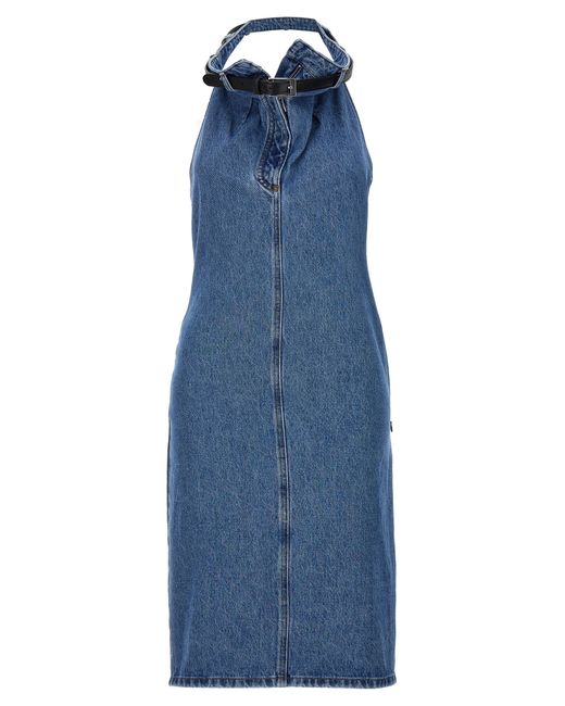 Coperni Women's Blue Belt Halter Neck Dress