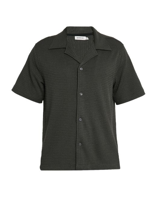 Simkhai Troy Textured Camp Shirt Da Men Di Colore Verde