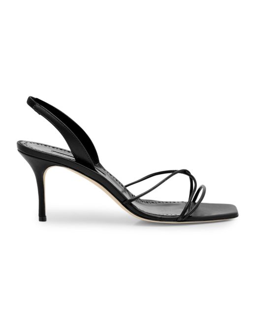 Manolo Blahnik Women's Black 70mm Slingback Sandals 7.