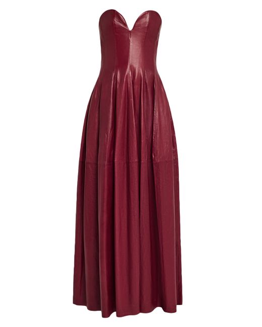 Simkhai Women's Red Carrington Strapless Leather Bustier Gown