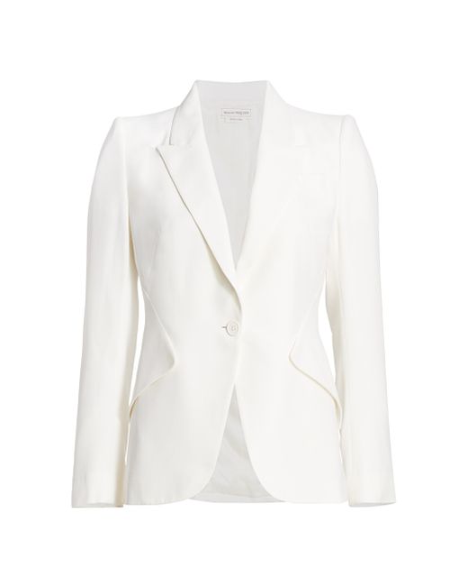 Mcqueen Tailored Peak-Lapel Jacket Da Women Di Colore Bianco