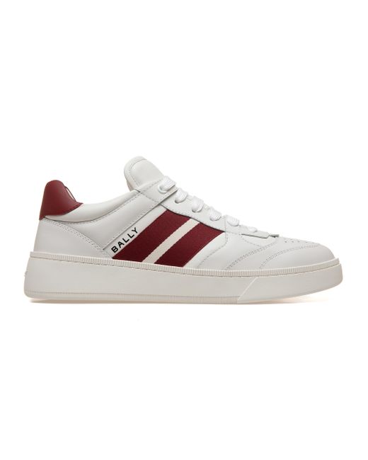 Bally Rebby Striped Low-Top Sneakers White Da Men Di Colore Rosso