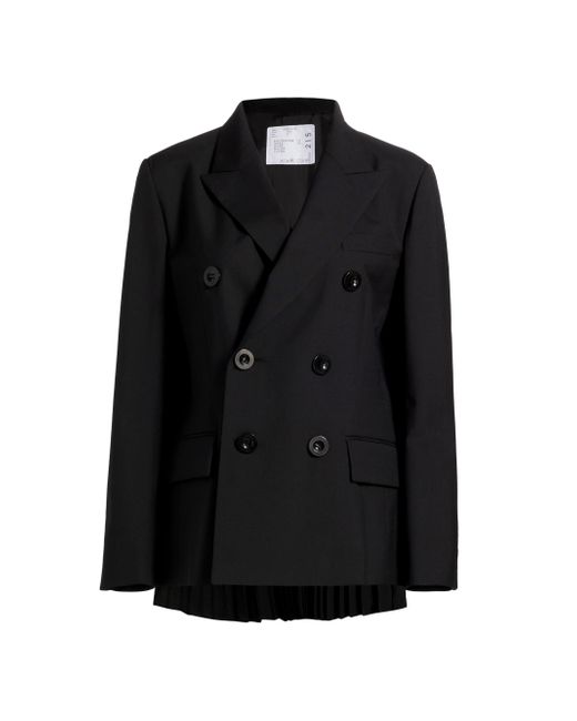 Sacai Women's Black Blend Double-Breasted Jacket Small