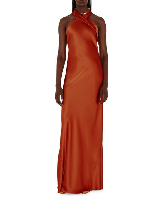 Galvan  London Women's Red Pandora Halter Column Gown