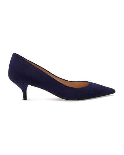Stuart Weitzman Women's Blue Power 50mm Kitten-Heel Pumps