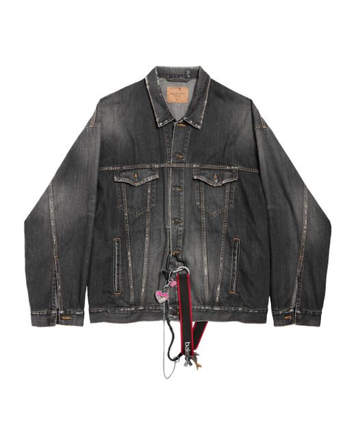 Balenciaga Men's Gray Oversized Charms Denim Jacket