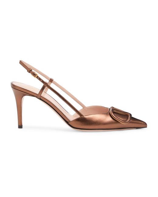 Valentino Garavani Women's Brown Vlogo Signature Slingback Pumps 80mm