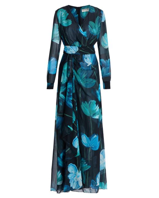 Chiara Boni La Petite Robe Flisky Floral Georgette Gown Da Women Di Colore Blu