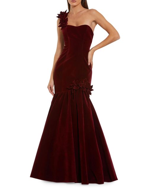 Mac Duggal   Womens One-Shoulder Trumpet Bubble Hem Gown
