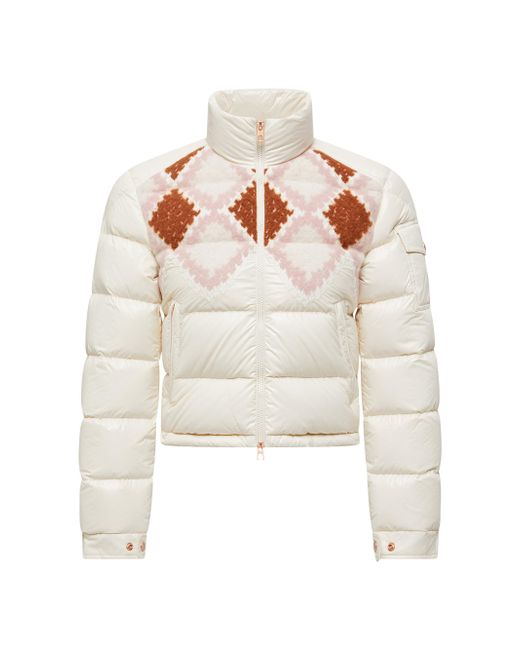 Moncler Women's Pink Megara Puffer Jacket With Wool Trim