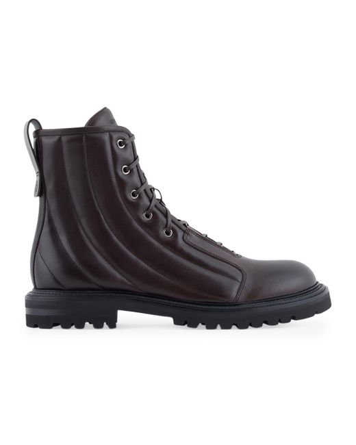Giorgio Armani Men's Brown Quilted Combat Boots