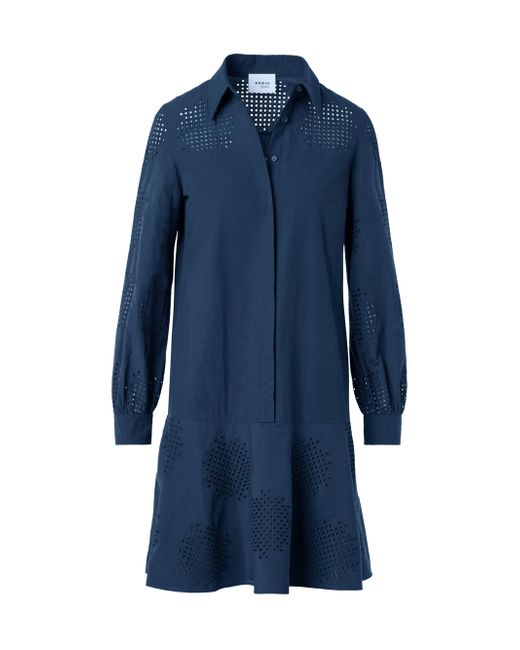 Akris Punto Women's Blue Embroidered Eyelet Poplin Minidress