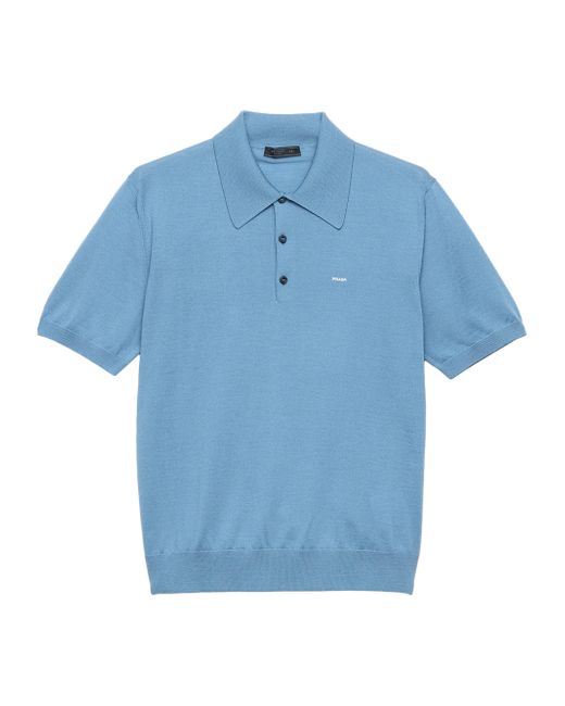 Prada  Blue Mens Superfine Wool Polo Shirt