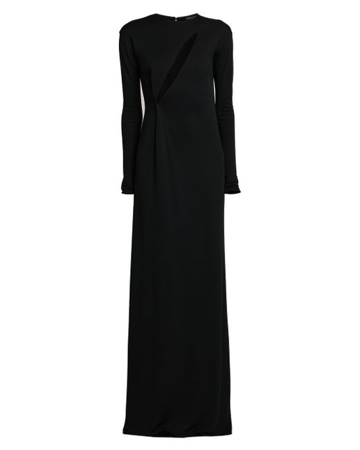 Tom Ford Women's Black Cut-Out Crepe Jersey Long-Sleeve Gown