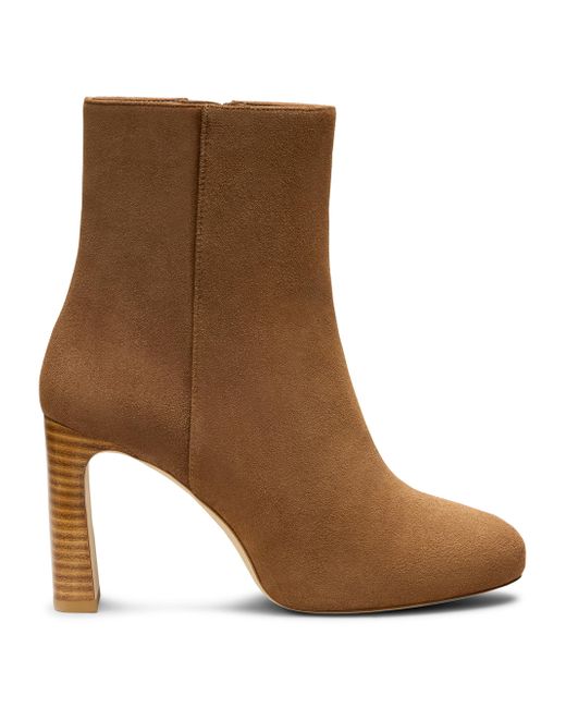 Stuart Weitzman Women's Brown Babette 90mm Platform Zip Booties