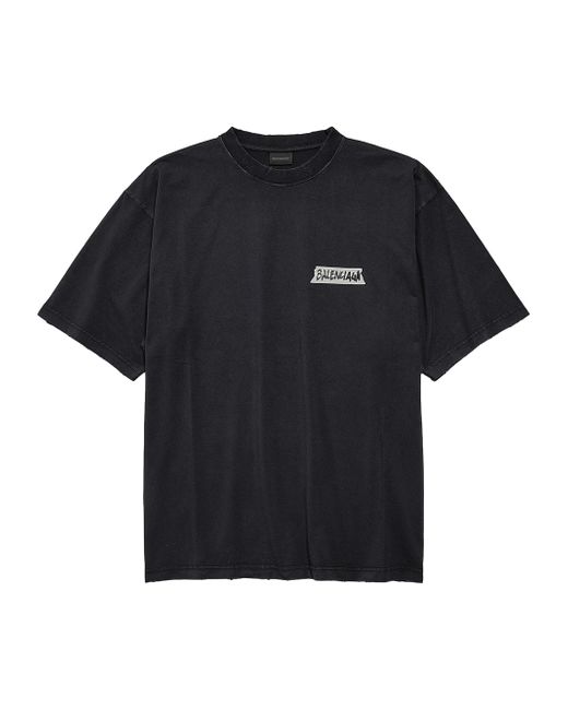 Balenciaga Masking Tape Medium Fit T-Shirt Da Uomo Di Colore Nero