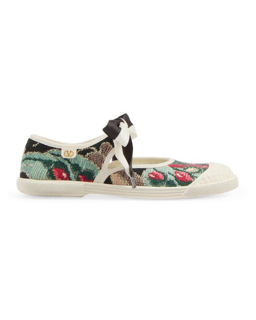 Valentino Garavani Women's Multicolor Ballerina Bay By Sneakers Jacquard Fabric