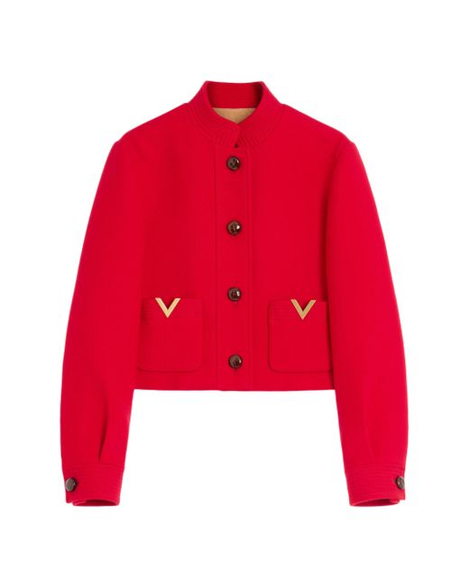 Valentino Garavani  Red Womens Drill Double Caban
