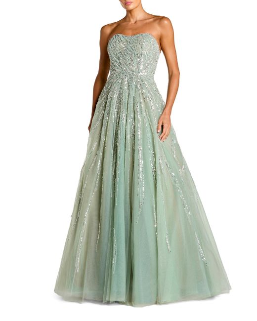 Mac Duggal Women's  Embellished Mesh Strapless Ball Gown