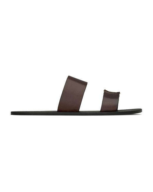 Saint Laurent Men's Brown Babylone Slides Smooth