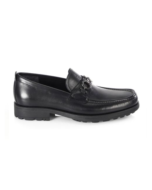 Ferragamo Men's Black David Gancini Bit Loafers