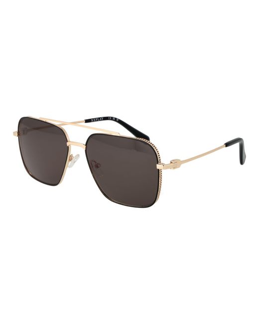 Replay Gold Metal Sunglasses Da Men Di Colore D'Oro