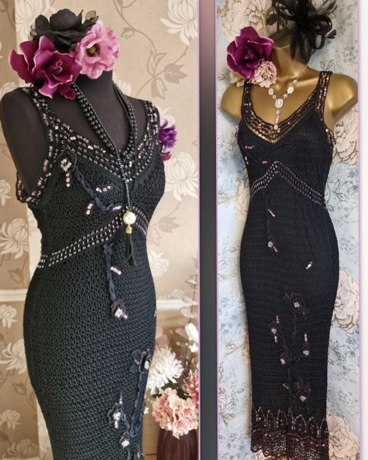 Sue Wong Black Bead Crochet 20s Deco Occasion Evening Dress 10 Vintage Yk2 Da Women Di Colore Rosa