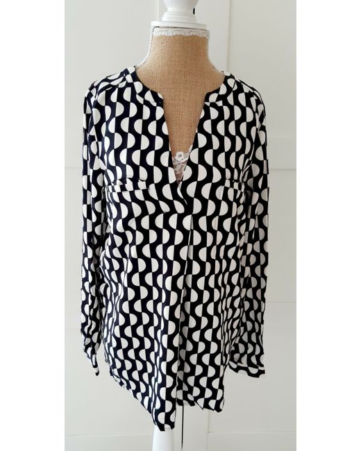 Rick Cardona  White Ladies Black Mono Tunic Top Blouse 10 Brand New Rrp 35