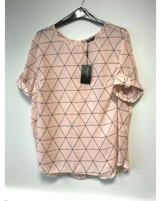Marina Kaneva  Pink Blouse Shirt Plus 16 18 20 22/24 Geometric Short Sleeve
