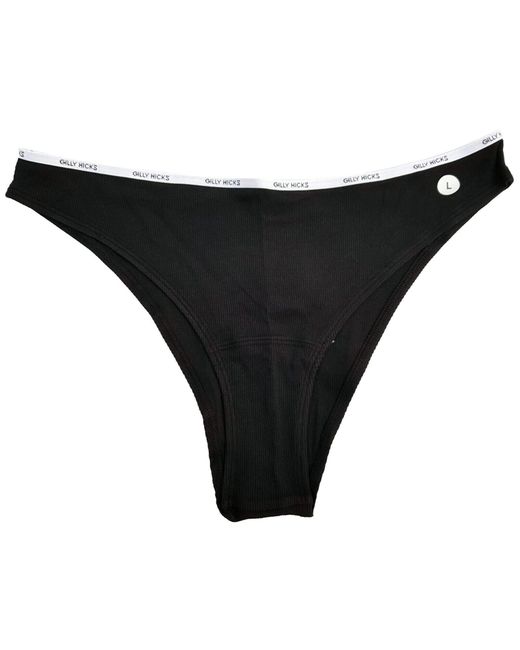 Gilly Hicks Hollister Ribbed High Leg Cheeky Large 14 Uk Knickers Pants L  Di Colore Nero