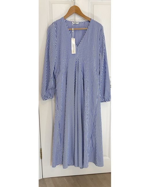 Marina Kaneva  Blue 110 London Stunning Long Flared Poplin 12 Dress-Bnwt