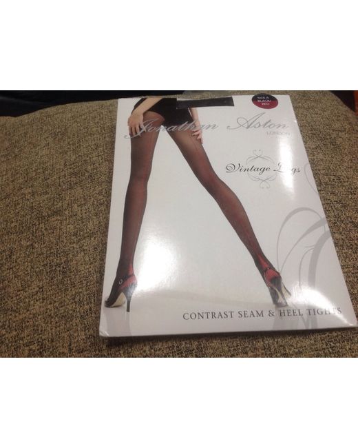 Jonathan Aston Sze A Vintage Legs Contrast Seam Heel Black Tights Xmas  Di Colore Rosso
