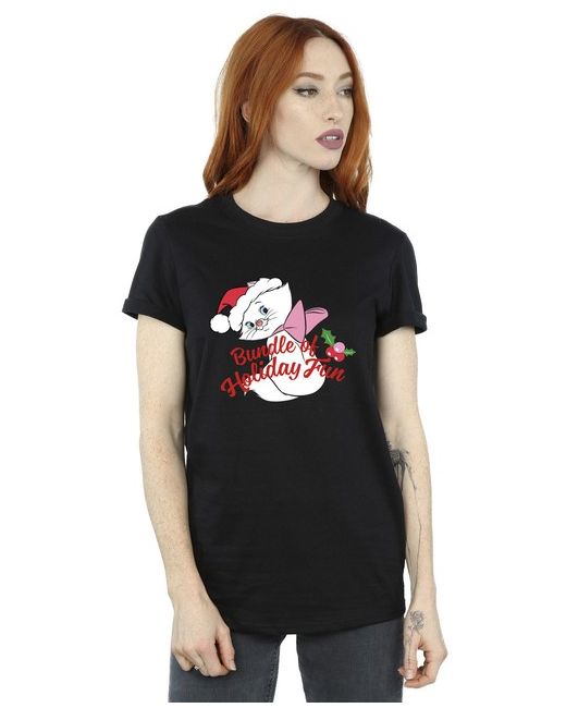 Absolute Cult Women's  Disney The Aristocats Holiday Fun Boyfriend Fit T-Shirt