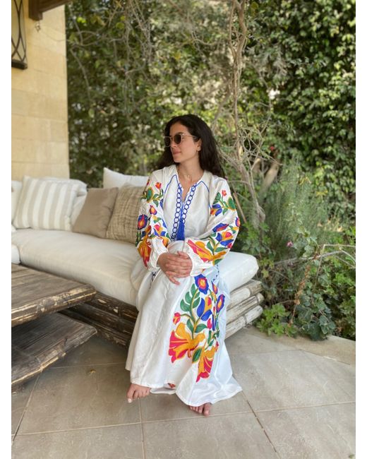 Casual Wear Long Kaftan Embroidered Dress Full Sleeves Maxi Womens Modest