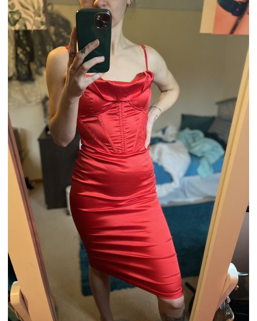 Zaful  Red Bodycon Corset Cowl Neck Midi Dress S New With Tags. 10