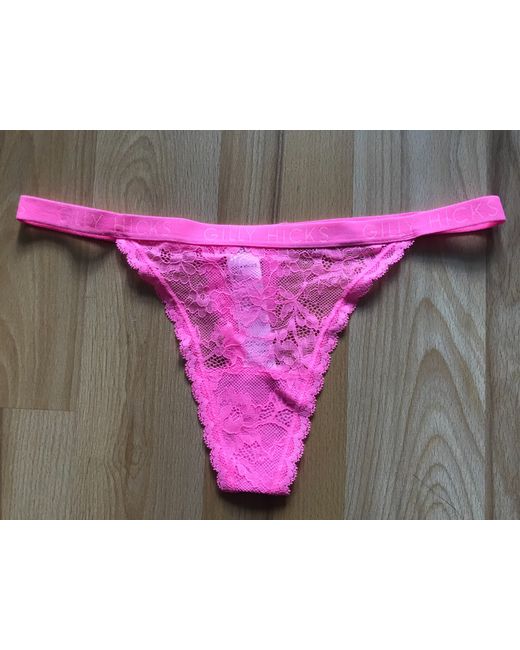Gilly Hicks Brand New Womens Ladies Lace Thong String Small 10 12  Di Colore Rosa