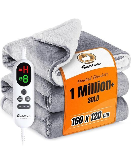 Coco Mia Electric Heated Blanket Throw 120160cm Flannel Sherpa Fast Heating Da Women