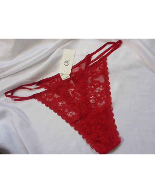 Gilly Hicks L Strappy Lace String Thong Panty Lace Polyamide New  Di Colore Rosso