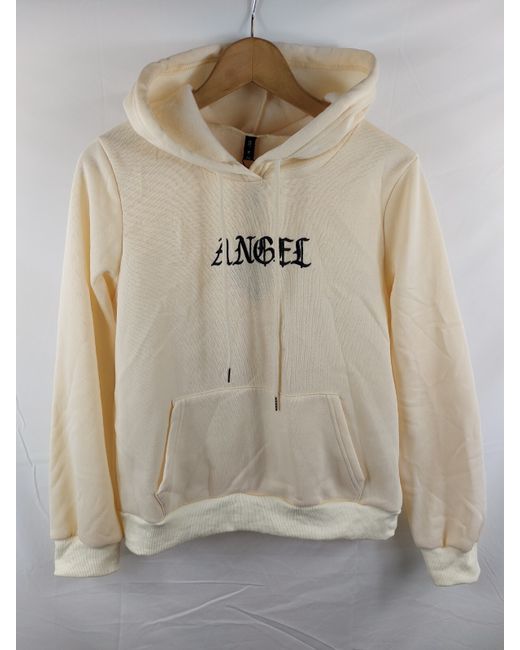 Zaful  Beige Forever Young Womens New Cream W Embroided Logo Hoodie M 175-21