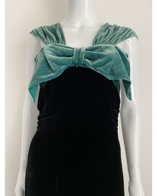 Nicole Farhi Vintage Bridesmade Bridal Velvet Bow Dress Silk Lined 10 Uk