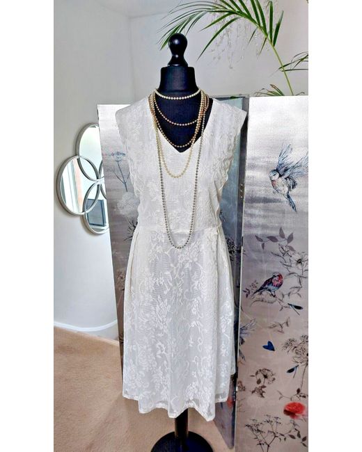 Marina Kaneva  White Ladies Ivory Fitted Lace Dress 18 Xl Plus Wedding Bride