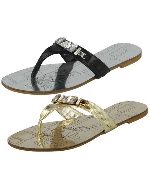 Nature Ladies Breeze Flat Jewelled Toepost Sandals