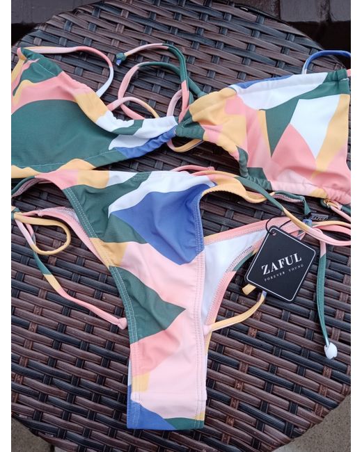 Zaful   Bowknot Colorblock Tie Side String Bikini Swimwear 8