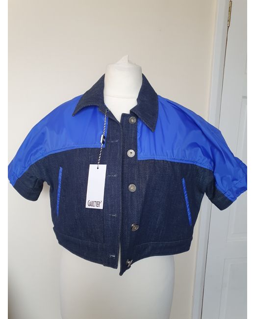 Jean Paul Gaultier  Blue Designer Denim Jacket Cropped Blazer 40