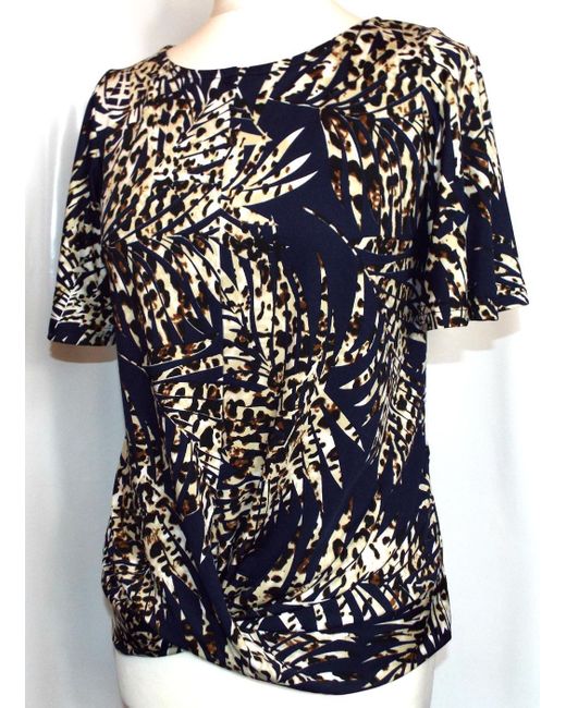 Marina Kaneva  Beige New Beautiful Stretch Blue Twist Top 10 385