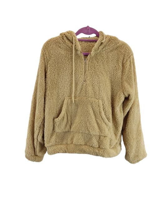 Zaful  Beige Forever Young Womens Teddy Hoodie Half Zip Pockets Xl